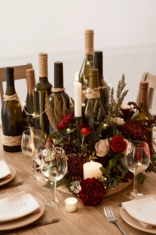 wine bottle centerpiece decor