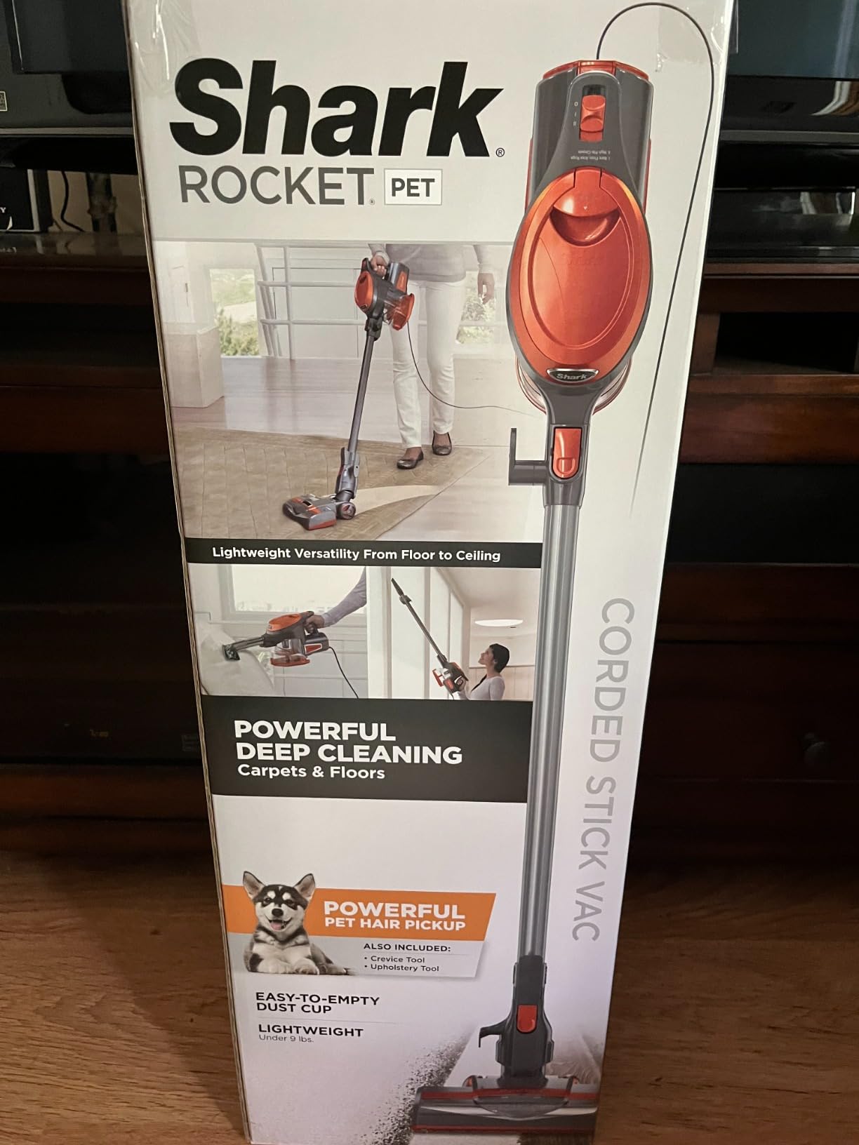 Shark Rocket Ultra-Light Corded Bagless Vacuum for Carpet and Hard Floor Cleaning with Swivel Steering (HV301), Gray/Orange - Customer Photo 3
