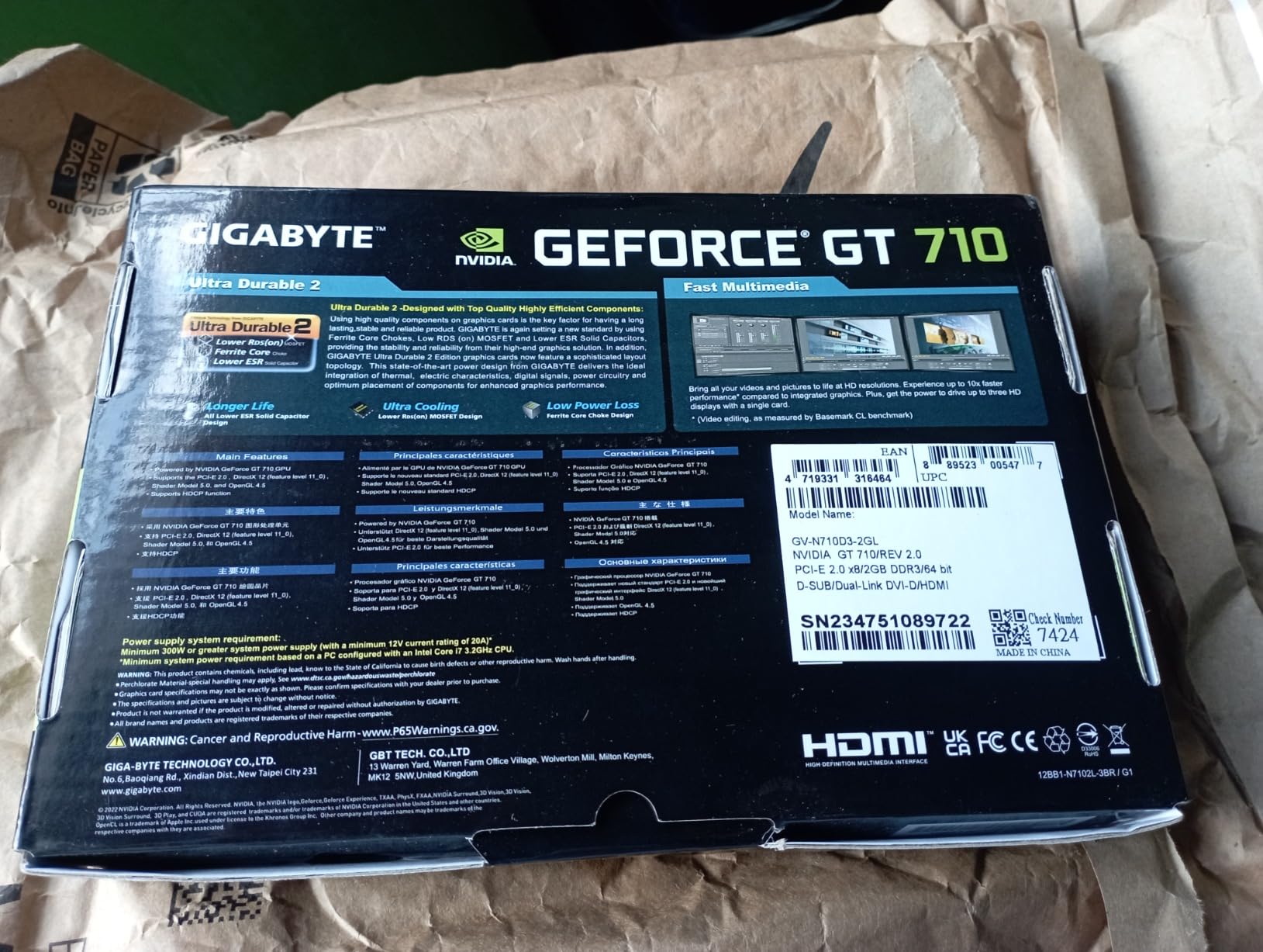GIGABYTE 2GB RAM DDR3 SDRAM Video Graphics Cards GV-N710D3-2GL - Customer Photo 1