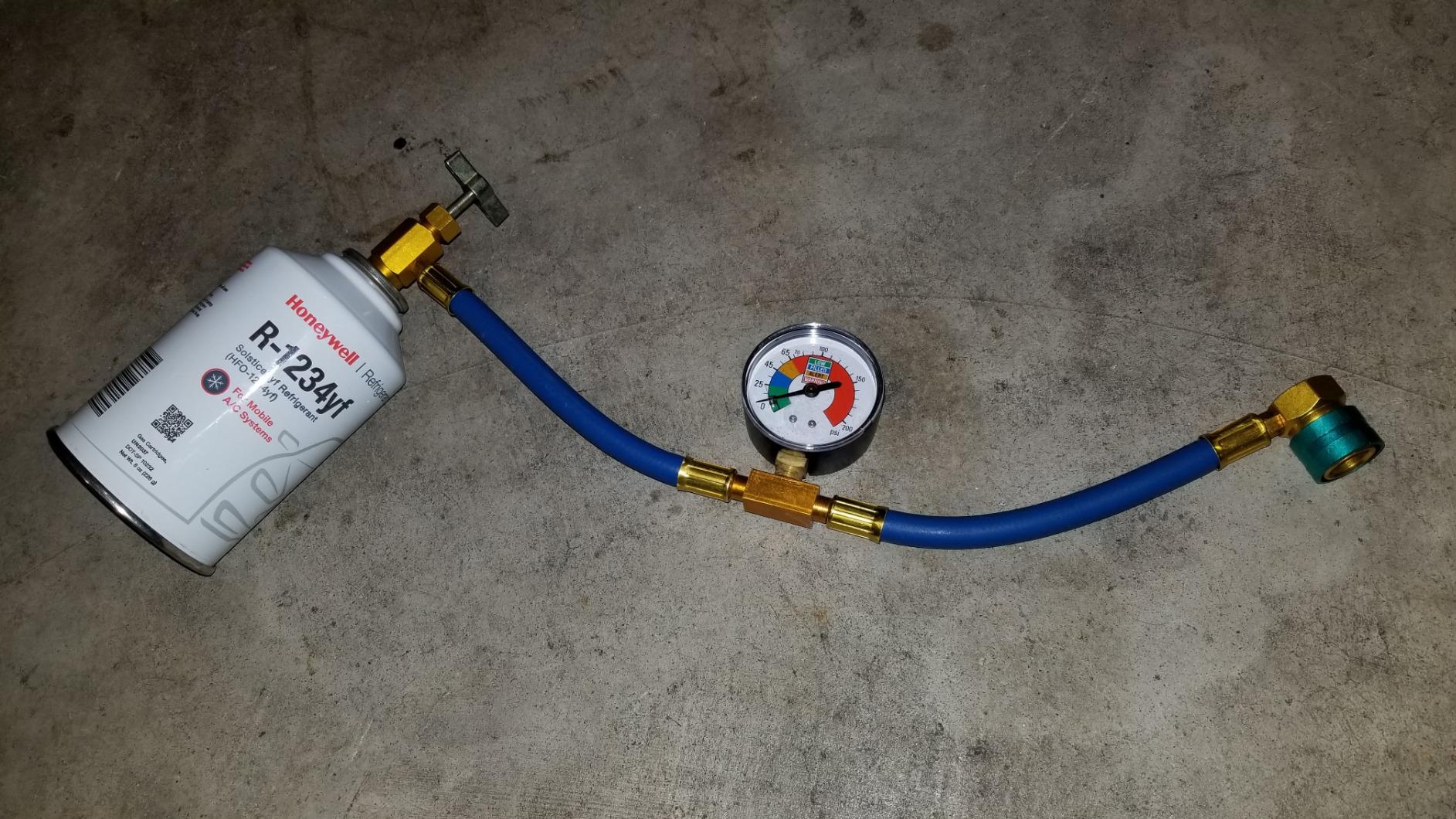 Ketofa R1234YF Refrigerant Charge Hose Kit, R-1234YF AC Refrigerant Can Hose with Gauge, 1/2 LH Can Opener Tap and R1234YF Low Side Adapter Customer Review Ketofa R1234YF Refrigerant Charge Hose Kit, R-1234YF AC Refrigerant Can Hose with Gauge, 1/2 LH Can Opener Tap and R1234YF Low Side Adapter - Customer Photo 2