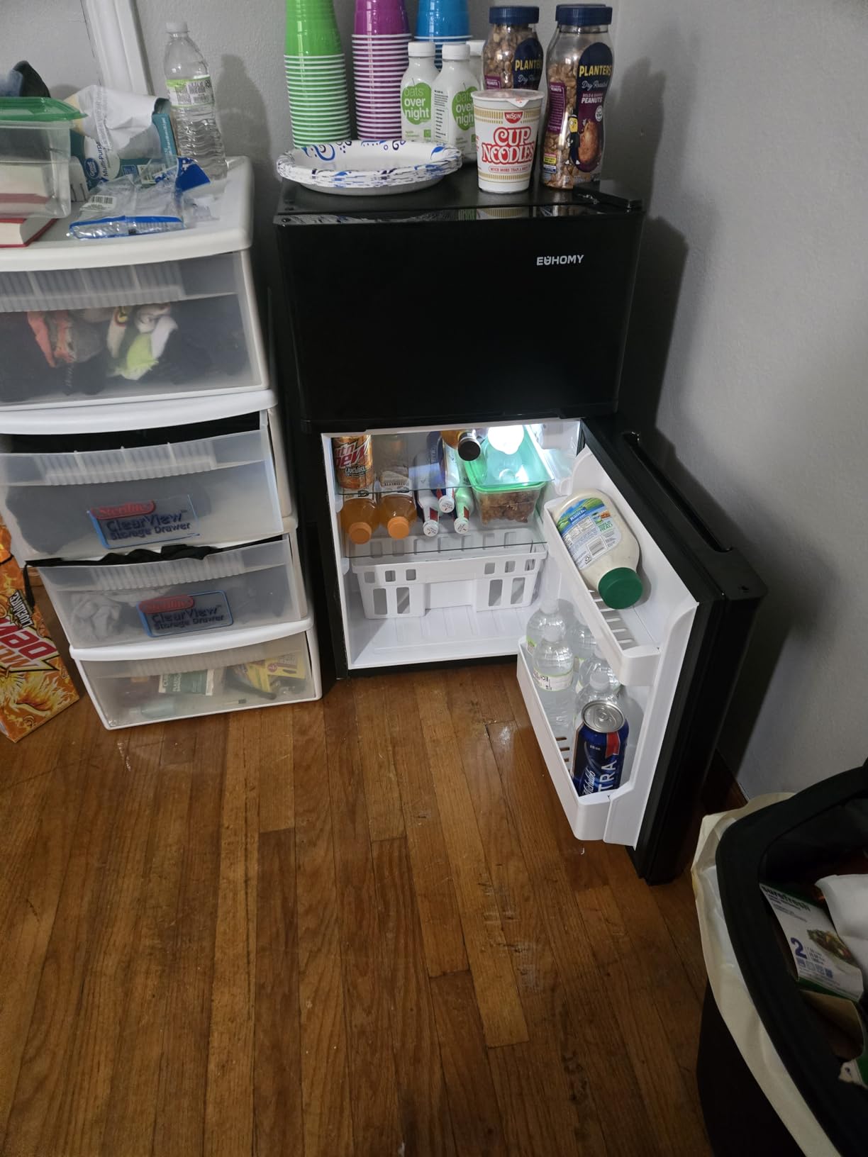 EUHOMY Mini Fridge with Freezer, 3.2 Cu.Ft Mini Refrigerator fridge, 2 door For Bedroom/Dorm/Office/Apartment - Food Storage or Cooling drinks, Silver - Customer Photo 1