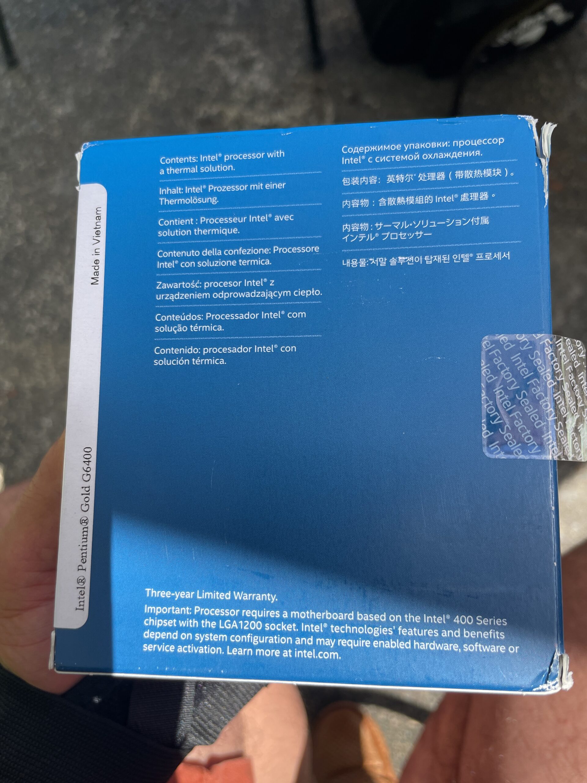 Intel® Pentium Gold G-6400 Desktop Processor 2 Cores 4.0 GHz LGA1200 (Intel® 400 Series chipset) 58W Customer Review Intel® Pentium Gold G-6400 Desktop Processor 2 Cores 4.0 GHz LGA1200 (Intel® 400 Series chipset) 58W - Customer Photo 2