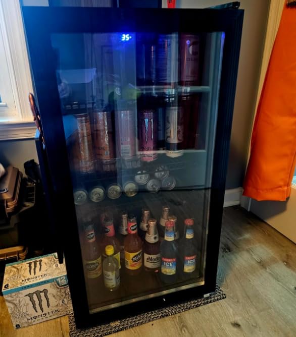 Tylza Mini Fridge 15 Inch Wine Cooler Under Counter, 33 Bottle Dual Zone Wine Fridge with Stainless Steel, Wine Refrigerator Freestanding, Built-in Wine Cellars Customer Review Tylza Mini Fridge 15 Inch Wine Cooler Under Counter, 33 Bottle Dual Zone Wine Fridge with Stainless Steel, Wine Refrigerator Freestanding, Built-in Wine Cellars - Customer Photo 1