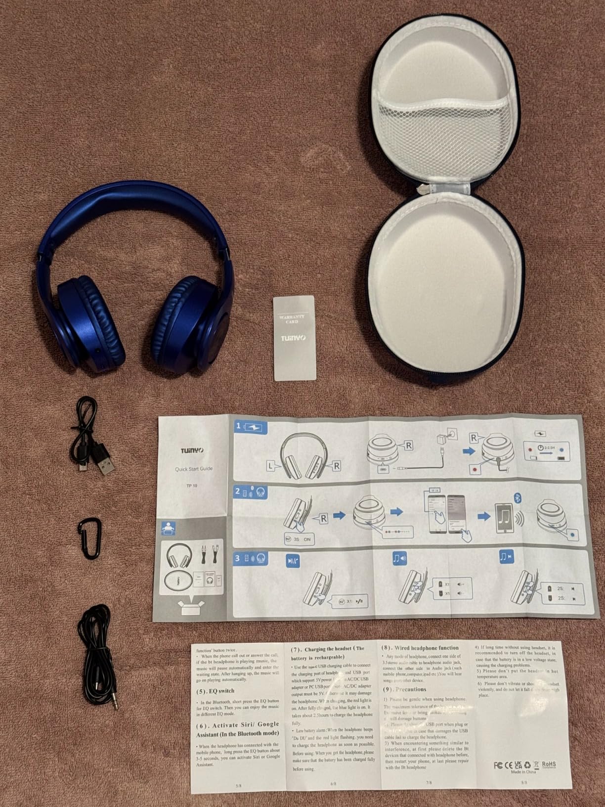 TUINYO Bluetooth Headphones Wireless, Over Ear Stereo Wireless Headset 40H Playtime with deep bass, Soft Memory-Protein Earmuffs, Built-in Mic Wired Mode PC/Cell Phones/TV-Dark Blue Customer Review TUINYO Bluetooth Headphones Wireless, Over Ear Stereo Wireless Headset 40H Playtime with deep bass, Soft Memory-Protein Earmuffs, Built-in Mic Wired Mode PC/Cell Phones/TV-Dark Blue - Customer Photo 1