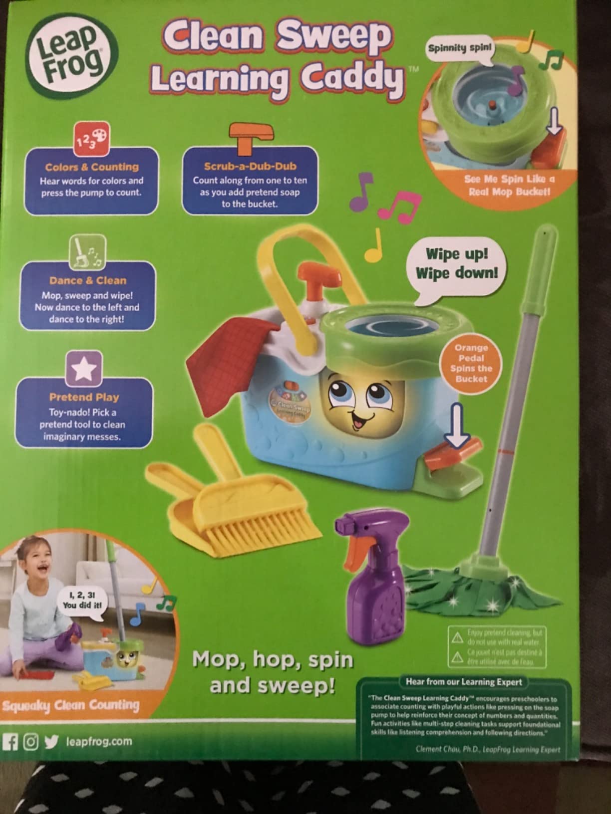 LeapFrog Clean Sweep Learning Caddy, Kids Mop and Broom Cleaning Toy Set for Ages 3-5, Blue Customer Review LeapFrog Clean Sweep Learning Caddy, Kids Mop and Broom Cleaning Toy Set for Ages 3-5, Blue - Customer Photo 2