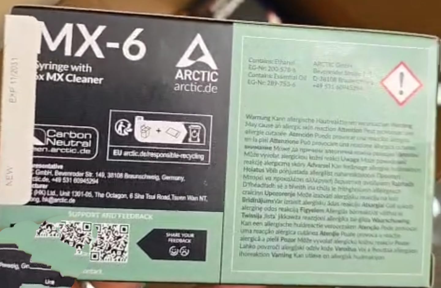 ARCTIC MX-6 (4 g, incl. 6 MX Cleaner) - Ultimate Performance Thermal Paste for CPU, Consoles, Graphics Cards, laptops, Very high Thermal Conductivity, Long Durability, Non-Conductive - Customer Photo 1