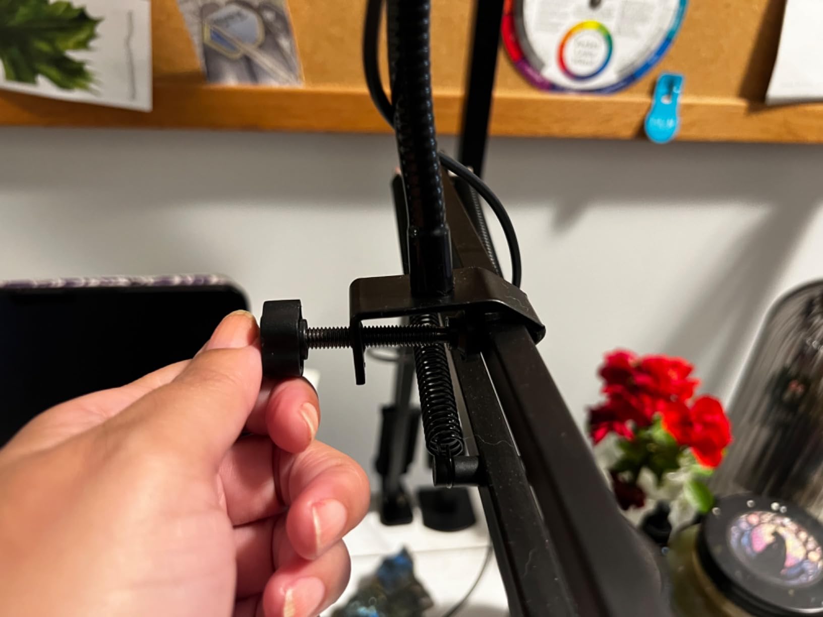 Overhead Camera Mount with Ring Light, Flexible Articulating Phone Arm Stand Compatible with iPhone, Logitech Webcam, Desk Tripod for YouTube Live Stream Cooking Nail Video Recording - Customer Photo 1