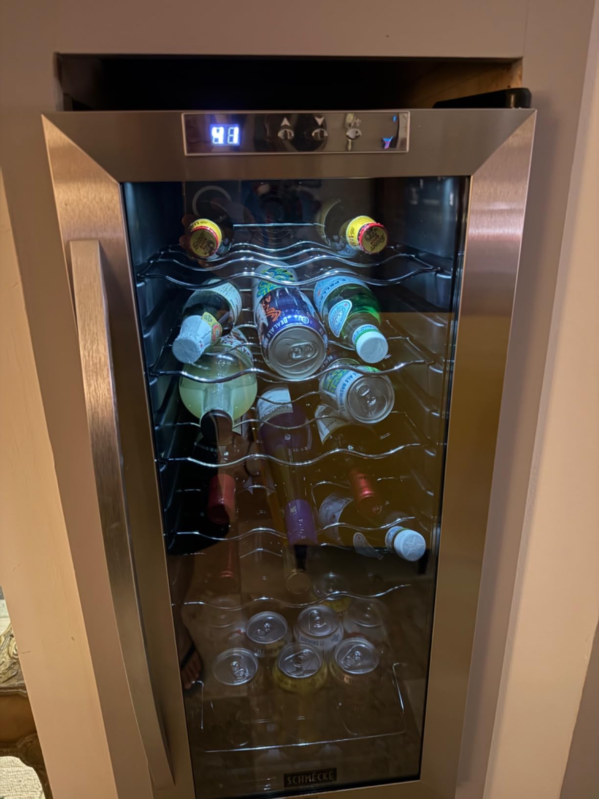 SCHMÉCKÉ 18 Bottle Compressor Wine Cooler Refrigerator w/Lock - Large Freestanding Wine Cellar For Red, White, Champagne or Sparkling Wine - 41f-64f Digital Temperature Control Fridge Stainless Steel Customer Review SCHMÉCKÉ 18 Bottle Compressor Wine Cooler Refrigerator w/Lock - Large Freestanding Wine Cellar For Red, White, Champagne or Sparkling Wine - 41f-64f Digital Temperature Control Fridge Stainless Steel - Customer Photo 1