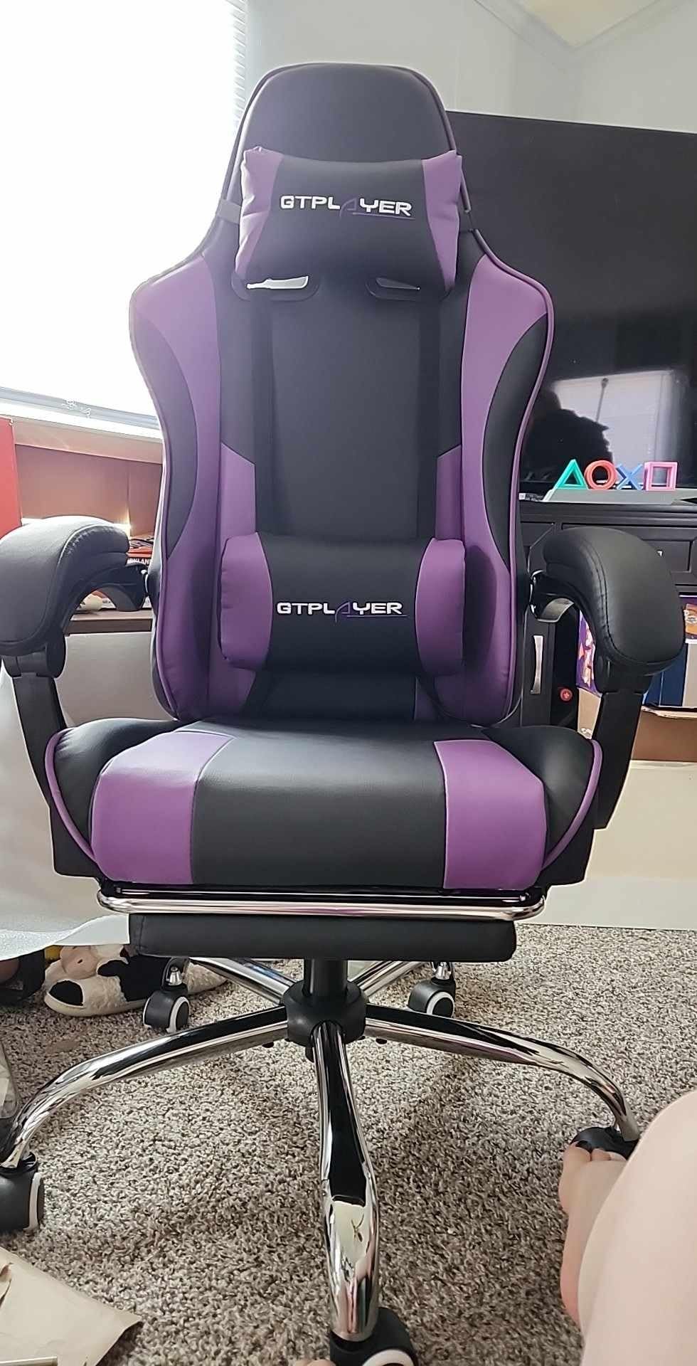 GTPLAYER Gaming Chair, Computer Chair with Footrest and Lumbar Support, Height Adjustable Game Chair with 360°-Swivel Seat and Headrest and for Office or Gaming (White) Customer Review GTPLAYER Gaming Chair, Computer Chair with Footrest and Lumbar Support, Height Adjustable Game Chair with 360°-Swivel Seat and Headrest and for Office or Gaming (White) - Customer Photo 1