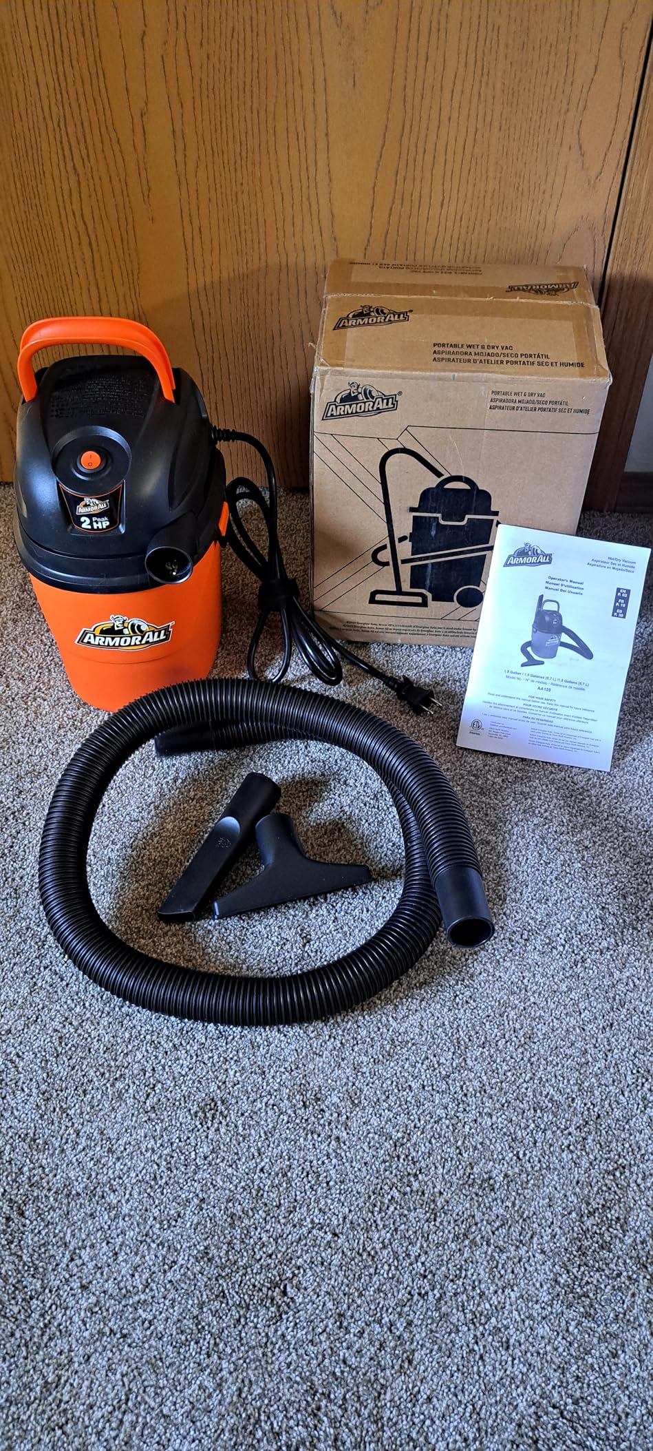 Armor All® AA155 1.5-Gallon 2 Peak HP Portable Wet/Dry Vacuum, Orange - Customer Photo 1