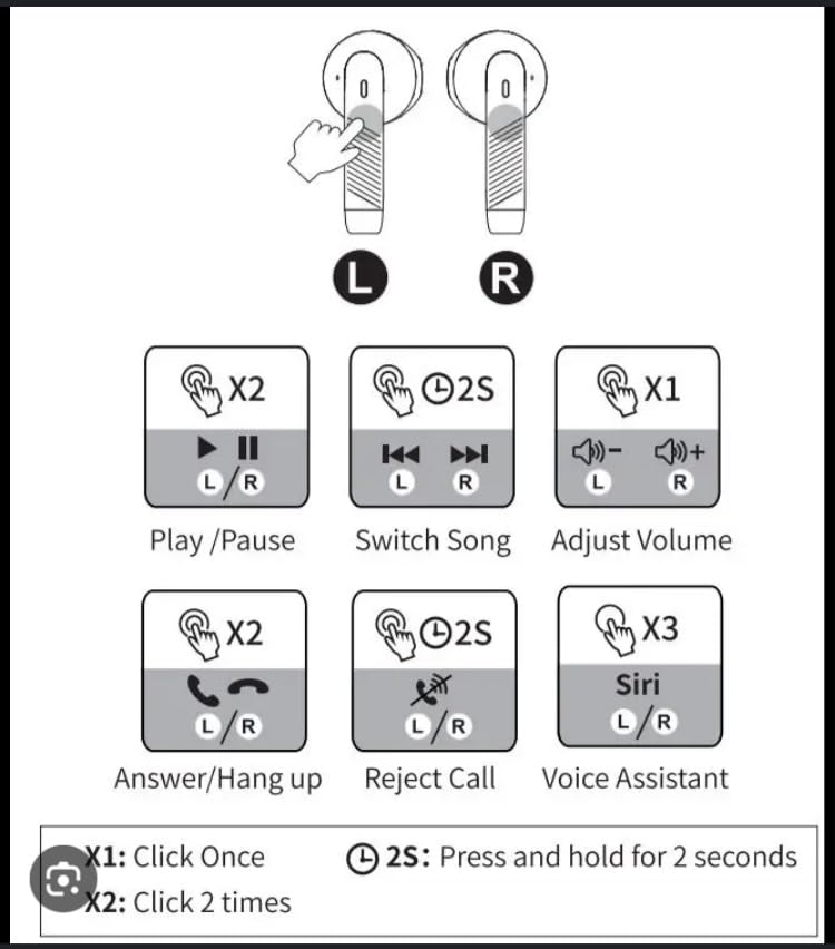 Wireless Earbuds, Bluetooth 5.4 Ear Buds LED Power Display Headphones Bass Stereo, Bluetooth Earbuds in-Ear Noise Cancelling Mic, 40H Playback Mini Case IP7 Waterproof Sports Earphones for Android iOS Customer Review Wireless Earbuds, Bluetooth 5.4 Ear Buds LED Power Display Headphones Bass Stereo, Bluetooth Earbuds in-Ear Noise Cancelling Mic, 40H Playback Mini Case IP7 Waterproof Sports Earphones for Android iOS - Customer Photo 1