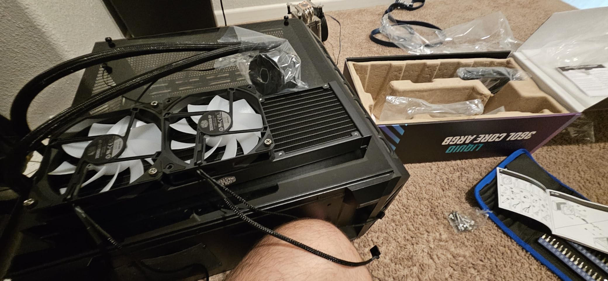 Cooler Master MasterLiquid 360L Core 360mm Close-Loop AIO Liquid Cooler, ARGB Sync, Gen S Coldplate Pump, 120mm PWM, CryoFuze 14W/mK, AMD Ryzen AM5/AM4, Intel LGA1700/1200 Customer Review Cooler Master MasterLiquid 360L Core 360mm Close-Loop AIO Liquid Cooler, ARGB Sync, Gen S Coldplate Pump, 120mm PWM, CryoFuze 14W/mK, AMD Ryzen AM5/AM4, Intel LGA1700/1200 - Customer Photo 1