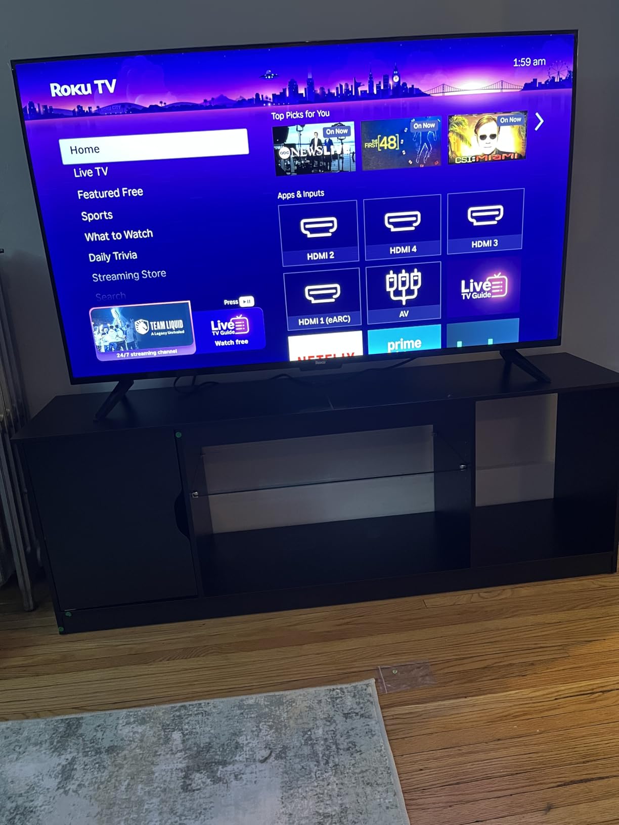 Bestier LED Entertainment Center for PS5, Gaming TV Stand with Cabinet 55/65 Inch TV, Modern TV Console with Adjustable Glass Shelf Living Room Bedroom, Black Carbon Fiber 57 Bestier LED Entertainment Center for PS5, Gaming TV Stand with Cabinet 55/65 Inch TV, Modern TV Console with Adjustable Glass Shelf Living Room Bedroom, Black Carbon Fiber 57
