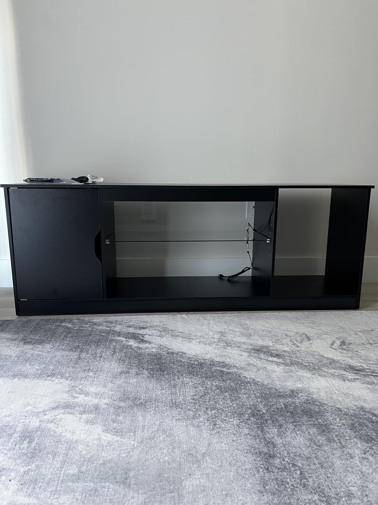 Bestier LED Entertainment Center for PS5, Gaming TV Stand with Cabinet 55/65 Inch TV, Modern TV Console with Adjustable Glass Shelf Living Room Bedroom, Black Carbon Fiber 57 Bestier LED Entertainment Center for PS5, Gaming TV Stand with Cabinet 55/65 Inch TV, Modern TV Console with Adjustable Glass Shelf Living Room Bedroom, Black Carbon Fiber 57