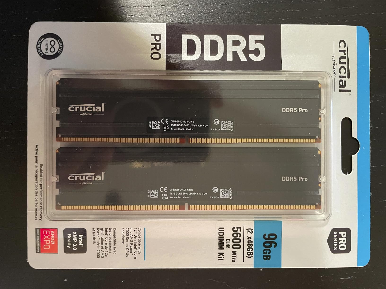 Crucial Pro 64GB DDR5 RAM Kit (2x32GB), 5600MHz (or 5200MHz or 4800MHz) Desktop Memory UDIMM 288-pin, Compatible with 13th Gen Intel Core and AMD Ryzen 7000 - CP2K32G56C46U5 Customer Review Crucial Pro 64GB DDR5 RAM Kit (2x32GB), 5600MHz (or 5200MHz or 4800MHz) Desktop Memory UDIMM 288-pin, Compatible with 13th Gen Intel Core and AMD Ryzen 7000 - CP2K32G56C46U5 - Customer Photo 1