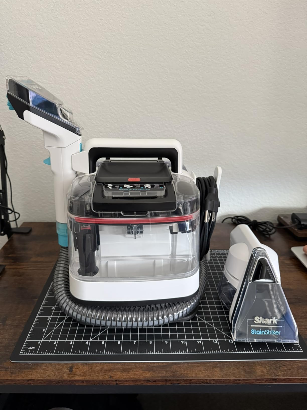 Shark StainStriker Portable Carpet, Upholstery & Area Rug Cleaner with Pet Mess Tool, Stain & Odor Remover, Perfect for Car Interiors, Includes 3 Cleaning Tools & Cleaning Solution, White, PX201 - Customer Photo 2
