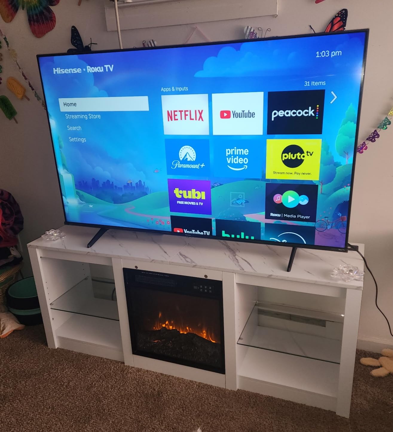 BREEZEHEAT Electric Fireplace TV Stand with 36 inch Fireplace Up to 80 BREEZEHEAT Electric Fireplace TV Stand with 36 inch Fireplace Up to 80
