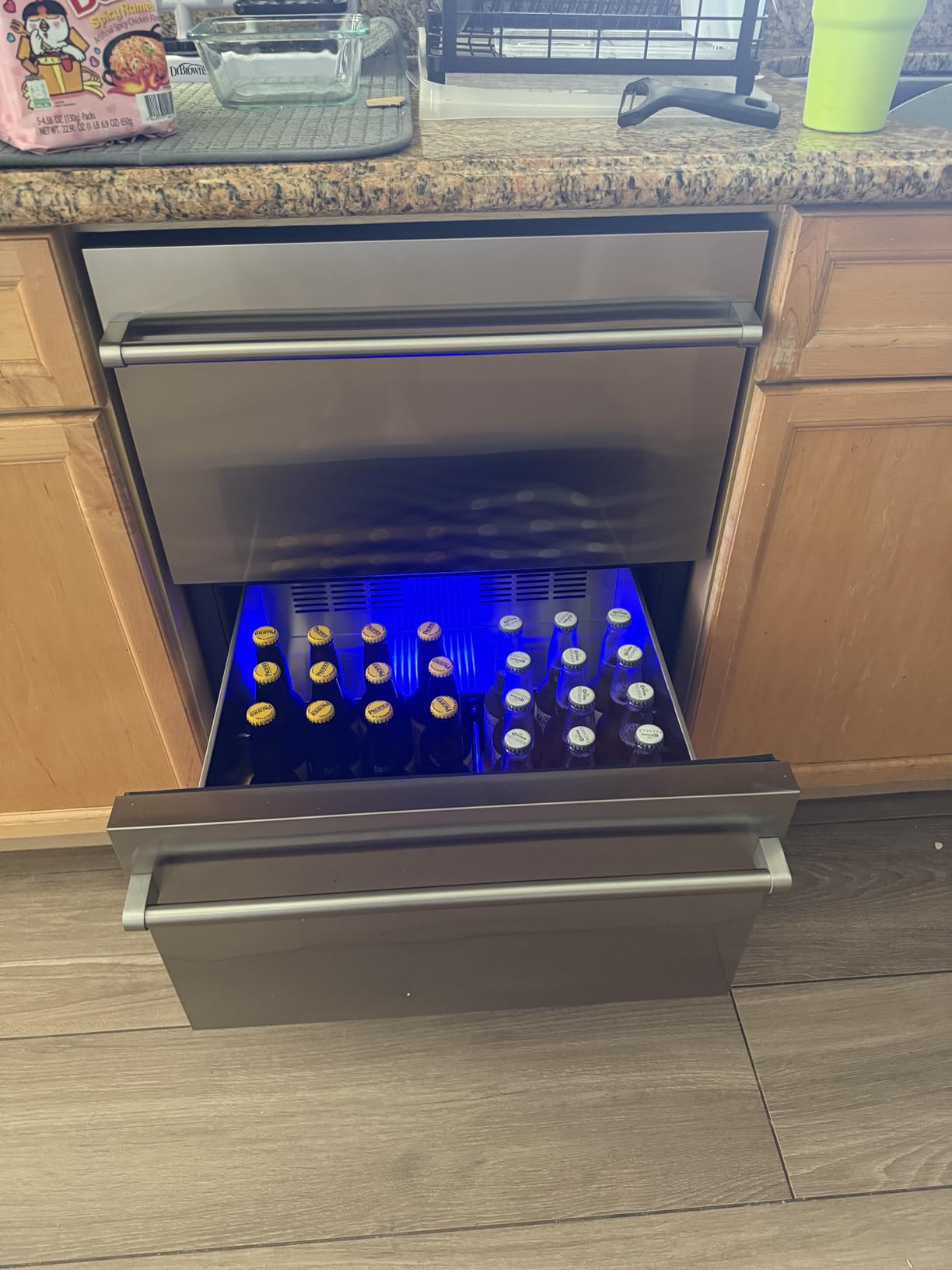 EUHOMY 24 Inch Under Counter Double Drawer Fridge, Weather Proof Stainless Steel Outdoor Beverage Refrigerator for Patio, Built-in Beverage Fridge for Home & Commercial Use Stainless Steel Silver - Customer Photo 2