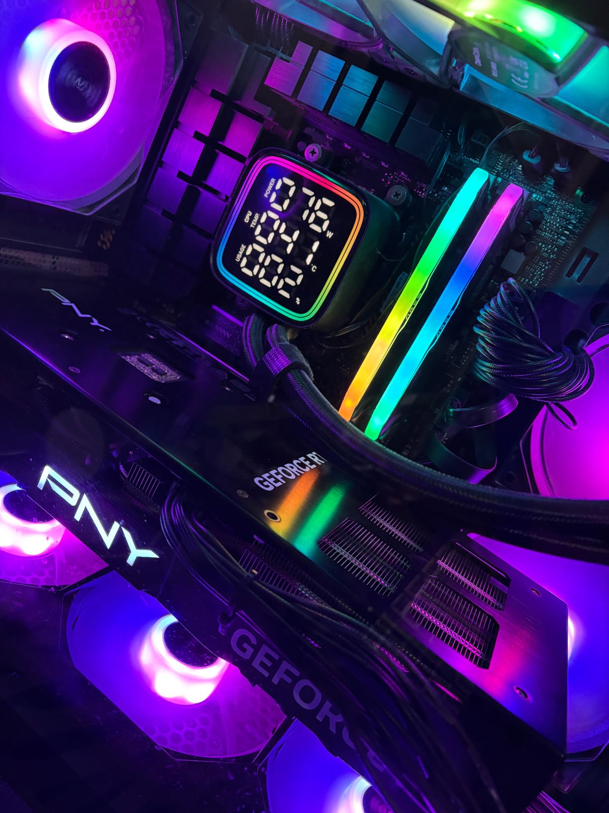 PNY GeForce RTX™ 4080 Super 16GB Verto™ OC Triple Fan Graphics Card DLSS 3 (256-bit, PCIe 4.0, GDDR6X, HDMI/DisplayPort, Supports 4k, incl. Adapter Anti-Sag Support Bracket, 3 Slot) Customer Review PNY GeForce RTX™ 4080 Super 16GB Verto™ OC Triple Fan Graphics Card DLSS 3 (256-bit, PCIe 4.0, GDDR6X, HDMI/DisplayPort, Supports 4k, incl. Adapter Anti-Sag Support Bracket, 3 Slot) - Customer Photo 1