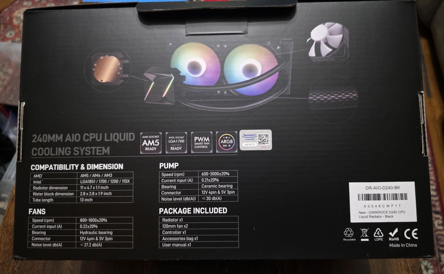 DARKROCK D360 CPU Liquid Cooler with 360mm Radiator, Addressable RGB Lights, Pure Copper Pump, and AMD, AM5/ AM4, Intel LGA 1851/1700/1200 Brackets Ready - Black Customer Review DARKROCK D360 CPU Liquid Cooler with 360mm Radiator, Addressable RGB Lights, Pure Copper Pump, and AMD, AM5/ AM4, Intel LGA 1851/1700/1200 Brackets Ready - Black - Customer Photo 2