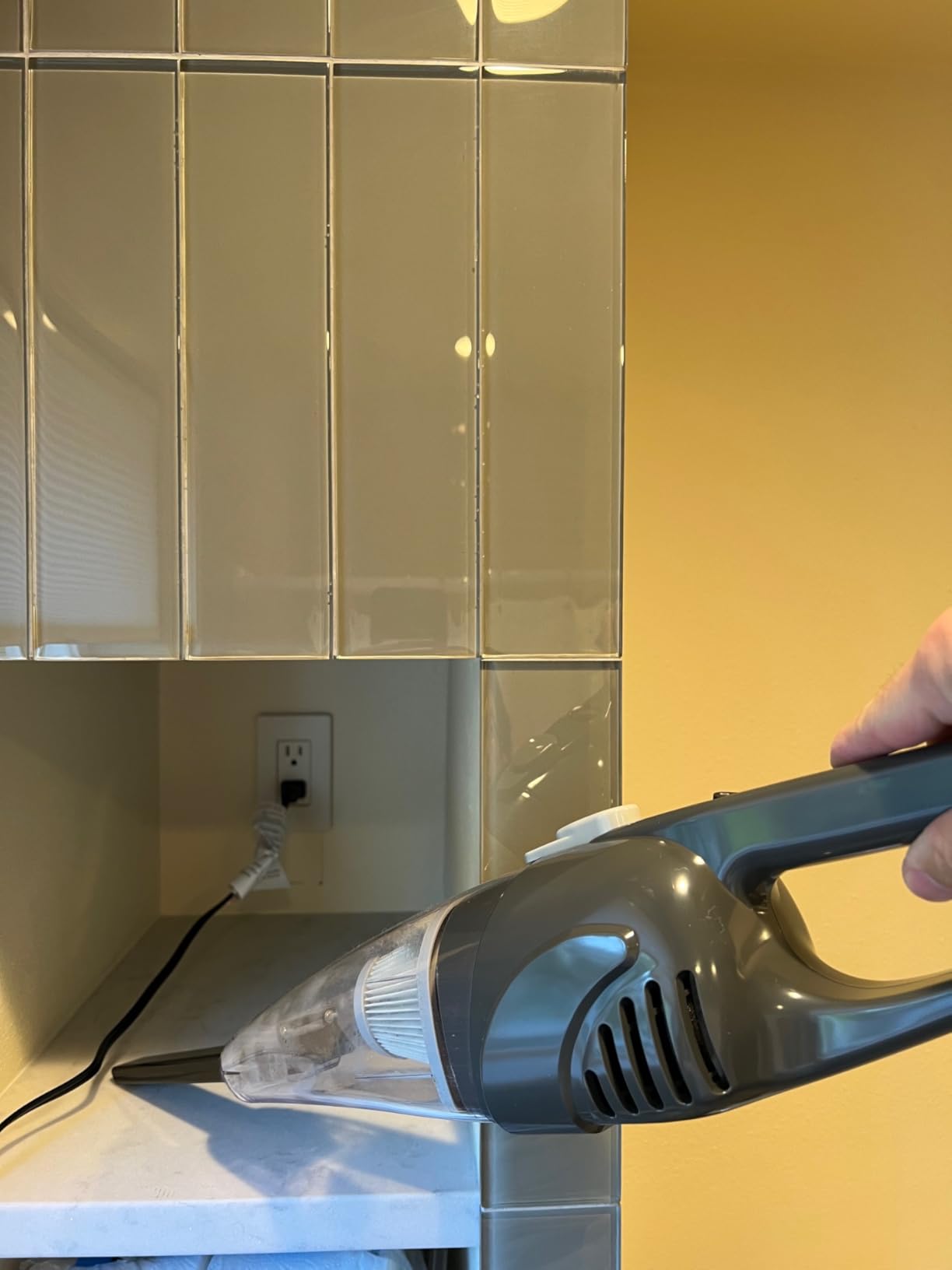 Amazon Basics 2-in-1 Corded Stick Vacuum Cleaner, Convertible to Handheld, Lightweight (3.9 LBS), with Washable HEPA Filter, Crevice Tools, 0.5L Dust Cup, 19.7-Ft Cord, 300W, Black - Customer Photo 2