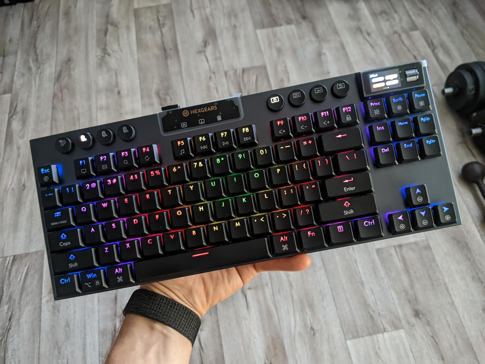 Hexgears Immersion A3 TKL Wireless Mechanical Gaming Keyboard, Bluetooth/2.4G/USB-C Hot-Swappable Low-Profile Keyboard with Tactile Switches, 16.8M RGB Backlit, Display Screen & 5800mAh Battery(Black) - Customer Photo 2