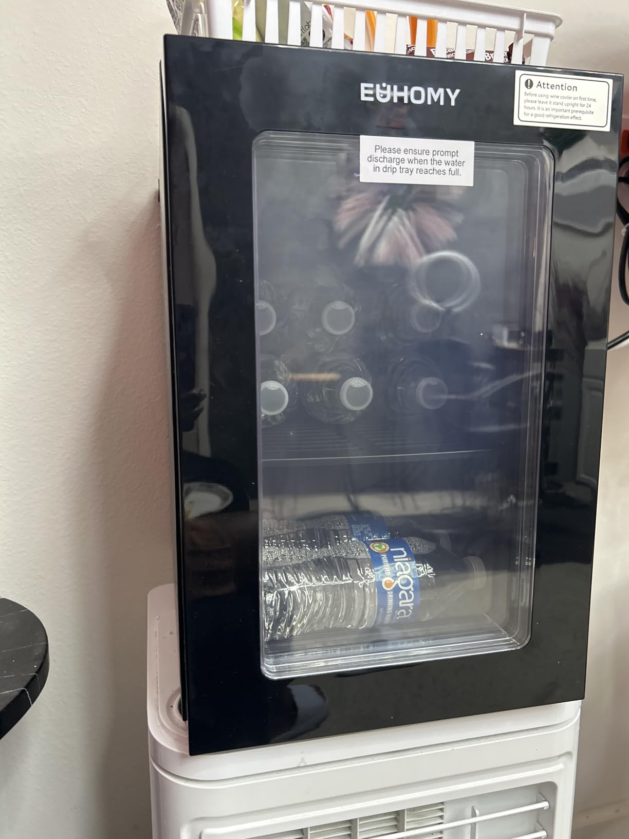 EUHOMY 18L Beverage Refrigerator Cooler, 24 Cans Mini Fridge with Quiet Compressor, Countertop Small Fridge with 40°F-61°F Digital Temperature Control, LED Light for Home, Bar, Office - Customer Photo 1