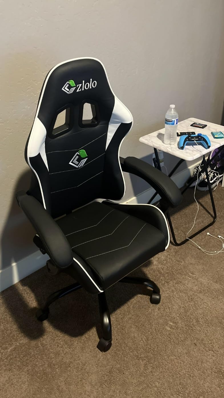 Gaming Chair, Racing Style RGB LED Lights Gaming Chairs for Adults and Kids, Lumbar Massager Gamer Chair, High Back Reclining Computer Chair with Footrest and Headrest (Black/Red) - Customer Photo 1