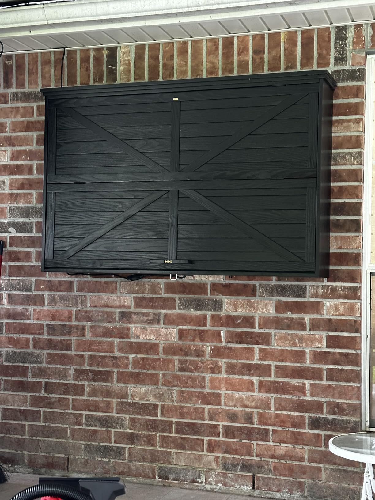 GDLF Outdoor TV Enclosure, 55-Inch Solid Wood Weatherproof TV Cover with Premium Dual-Arm Mount (Fits 44-55 inch), Black Customer Review GDLF Outdoor TV Enclosure, 55-Inch Solid Wood Weatherproof TV Cover with Premium Dual-Arm Mount (Fits 44-55 inch), Black - Customer Photo 1
