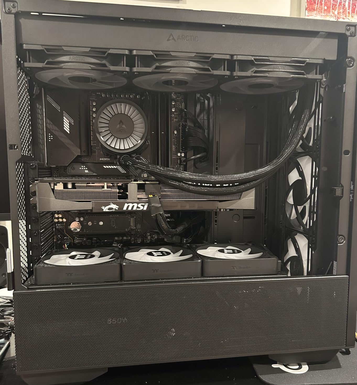 ARCTIC Liquid Freezer III Pro 420 A-RGB - AIO CPU Cooler, 3 x 140 mm Water Cooling, 38 mm Radiator, PWM Pump, VRM Fan, for AMD AM5/AM4, Intel LGA1851/1770 Contact Frame - Black - Customer Photo 2