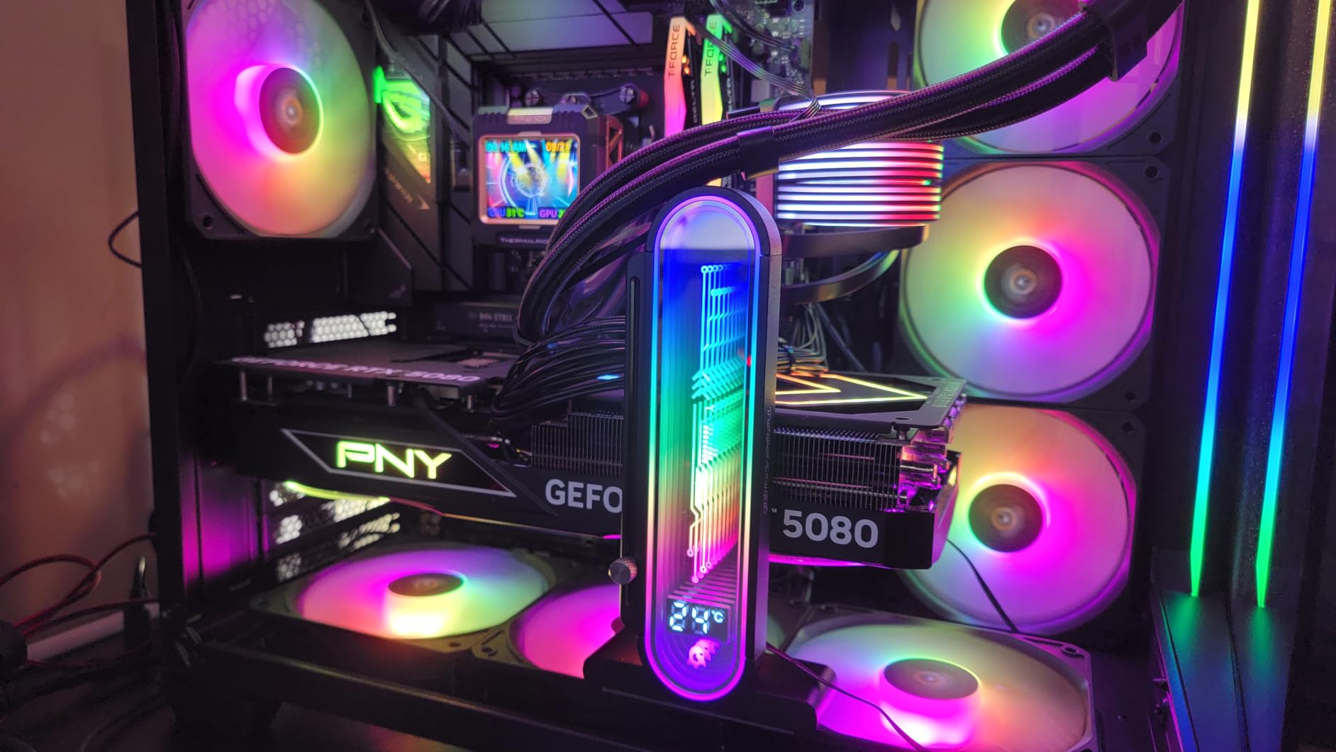 PNY NVIDIA GeForce RTX™ 5080 OC Triple Fan, Graphics Card (16GB GDDR7, 256-bit, Boost Speed: 2730 MHz, PCIe® 5.0, HDMI®/DP 2.1, 2.99-Slot, NVIDIA Blackwell Architecture, DLSS 4) Customer Review PNY NVIDIA GeForce RTX™ 5080 OC Triple Fan, Graphics Card (16GB GDDR7, 256-bit, Boost Speed: 2730 MHz, PCIe® 5.0, HDMI®/DP 2.1, 2.99-Slot, NVIDIA Blackwell Architecture, DLSS 4) - Customer Photo 1