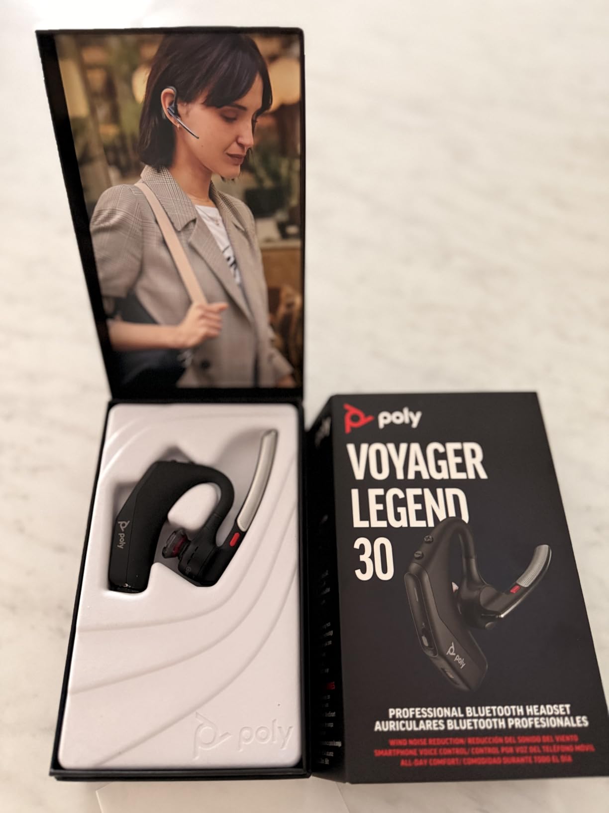 POLY Voyager Legend 30 - Bluetooth Headphones with Mic - Discreet Boom & 4 Noise-Canceling Mics - WindSmart Technology - All-Day Comfort - Seamless Connectivity - Smart Sensors & Call Controls - Customer Photo 1