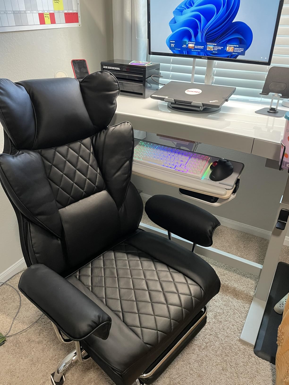 GTRACING Gaming Chair,Office Chair with Pocket Spring Lumbar Support, Ergonomic Comfortable Wide Office Desk Computer Chair with Outward Fixed Soft Armrests and Footrest (PU Leather, Black) Customer Review GTRACING Gaming Chair,Office Chair with Pocket Spring Lumbar Support, Ergonomic Comfortable Wide Office Desk Computer Chair with Outward Fixed Soft Armrests and Footrest (PU Leather, Black) - Customer Photo 3
