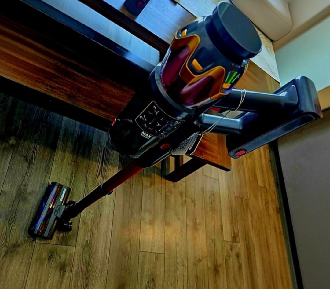 Cordless Vacuum Cleaner, 650W 55KPa 70Mins Vacuum Cleaners for Home, Self-Standing Stick Vacuum with Anti-Tangle Brush & OLED Touch Screen, Vacuum Cleaner for Hardwood Floors,Carpet,Pet Hair,Car (Red) customer photo 2