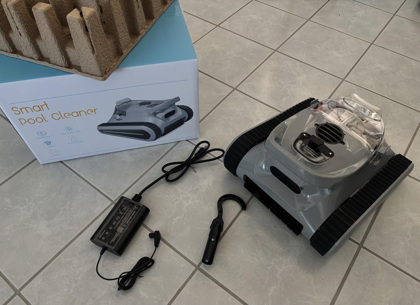 Cordless Robotic Pool Cleaner -Pool Vacuum 180W Brushless Motor, 45,000Pa Suction, Wall Climbing, Sonar Navigation, 3 Modes Automatic Pool Robot for Inground & Above-Ground Pools Up to 2150 Sq. Ft. Customer Review Cordless Robotic Pool Cleaner -Pool Vacuum 180W Brushless Motor, 45,000Pa Suction, Wall Climbing, Sonar Navigation, 3 Modes Automatic Pool Robot for Inground & Above-Ground Pools Up to 2150 Sq. Ft. - Customer Photo 1