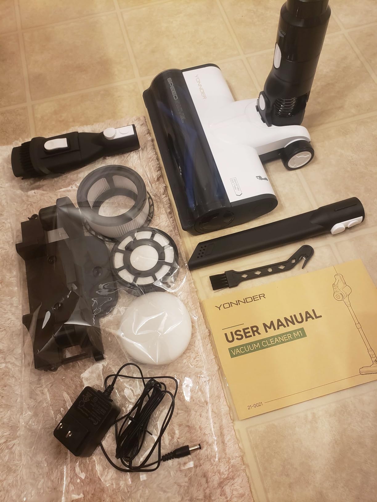 YONNDER Cordless Vacuum Cleaner, 48KPA/550W/65Mins Powerful Stick Vacuum for Home, Anti-Tangle, Self-Standing, Lightweight, Charging Dock, Vacuum Cleaner for Hardwood Floor/Carpet/Pet Hair/Car, M1 Customer Review YONNDER Cordless Vacuum Cleaner, 48KPA/550W/65Mins Powerful Stick Vacuum for Home, Anti-Tangle, Self-Standing, Lightweight, Charging Dock, Vacuum Cleaner for Hardwood Floor/Carpet/Pet Hair/Car, M1 - Customer Photo 1