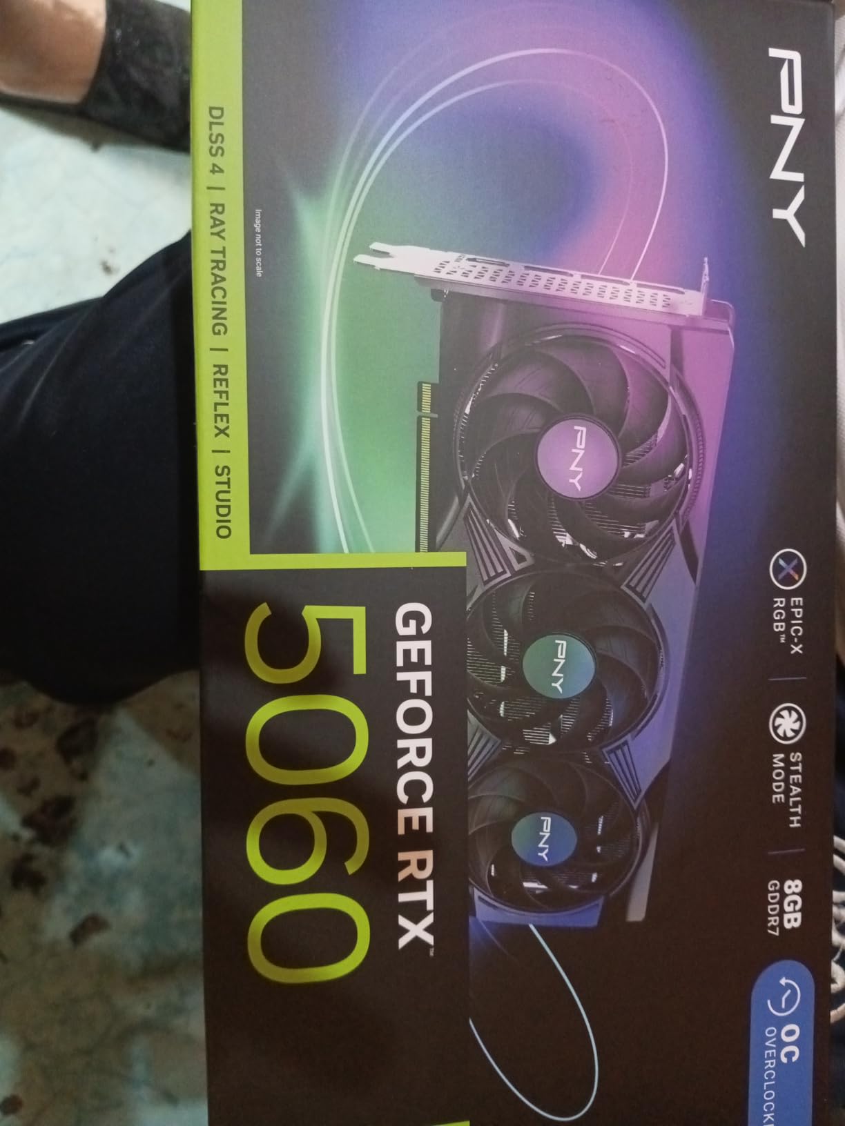 PNY NVIDIA GeForce RTX™ 5060 Epic-X™ ARGB OC Triple Fan, Graphics Card (8GB GDDR7, 128-bit, SFF-Ready, PCIe® 5.0, HDMI®/DP 2.1, 2-Slot, NVIDIA Blackwell Architecture, DLSS 4) Customer Review PNY NVIDIA GeForce RTX™ 5060 Epic-X™ ARGB OC Triple Fan, Graphics Card (8GB GDDR7, 128-bit, SFF-Ready, PCIe® 5.0, HDMI®/DP 2.1, 2-Slot, NVIDIA Blackwell Architecture, DLSS 4) - Customer Photo 1