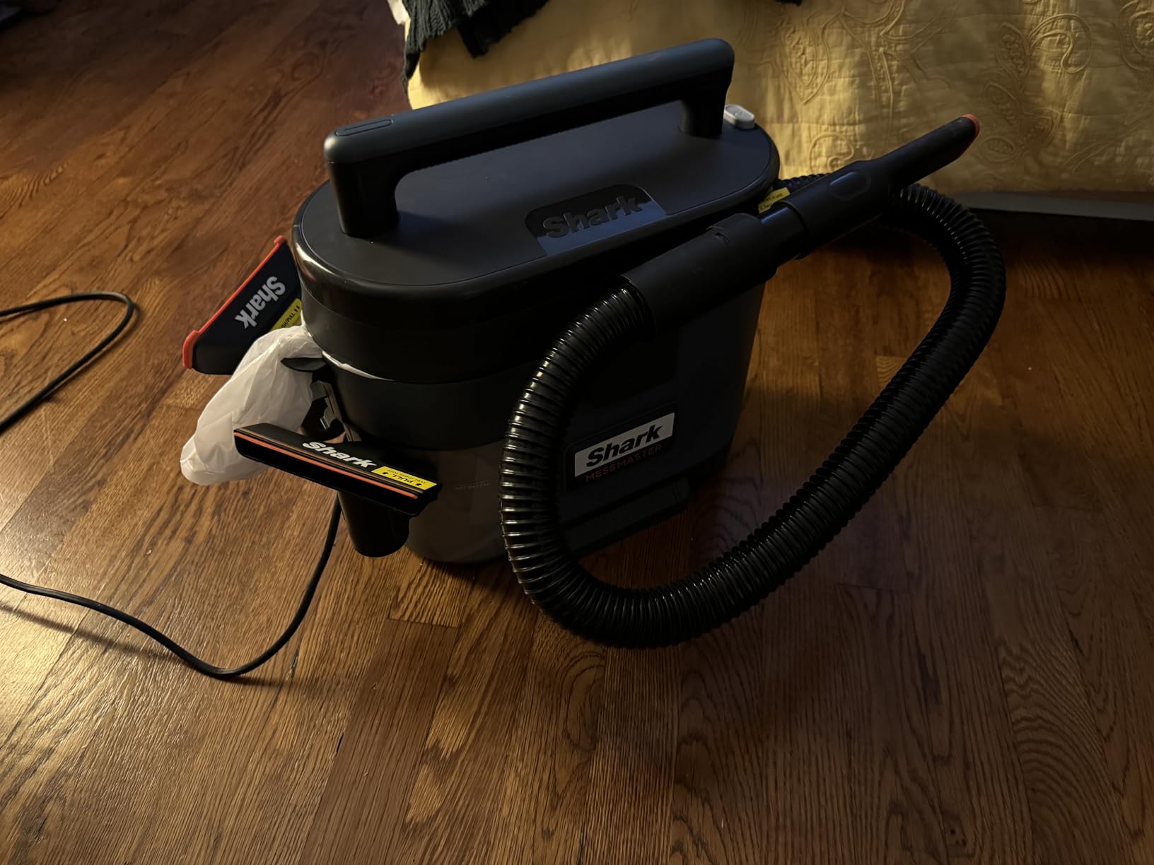 Shark MessMaster Portable Wet Dry Vacuum, 1 Gallon Capacity, True Grip Accessory Suite, Corded, Perfect for Pets & Cars, Ultra-Powerful Suction for Tough Wet & Dry Messes, Burgundy, UV105 Customer Review Shark MessMaster Portable Wet Dry Vacuum, 1 Gallon Capacity, True Grip Accessory Suite, Corded, Perfect for Pets & Cars, Ultra-Powerful Suction for Tough Wet & Dry Messes, Burgundy, UV105 - Customer Photo 2