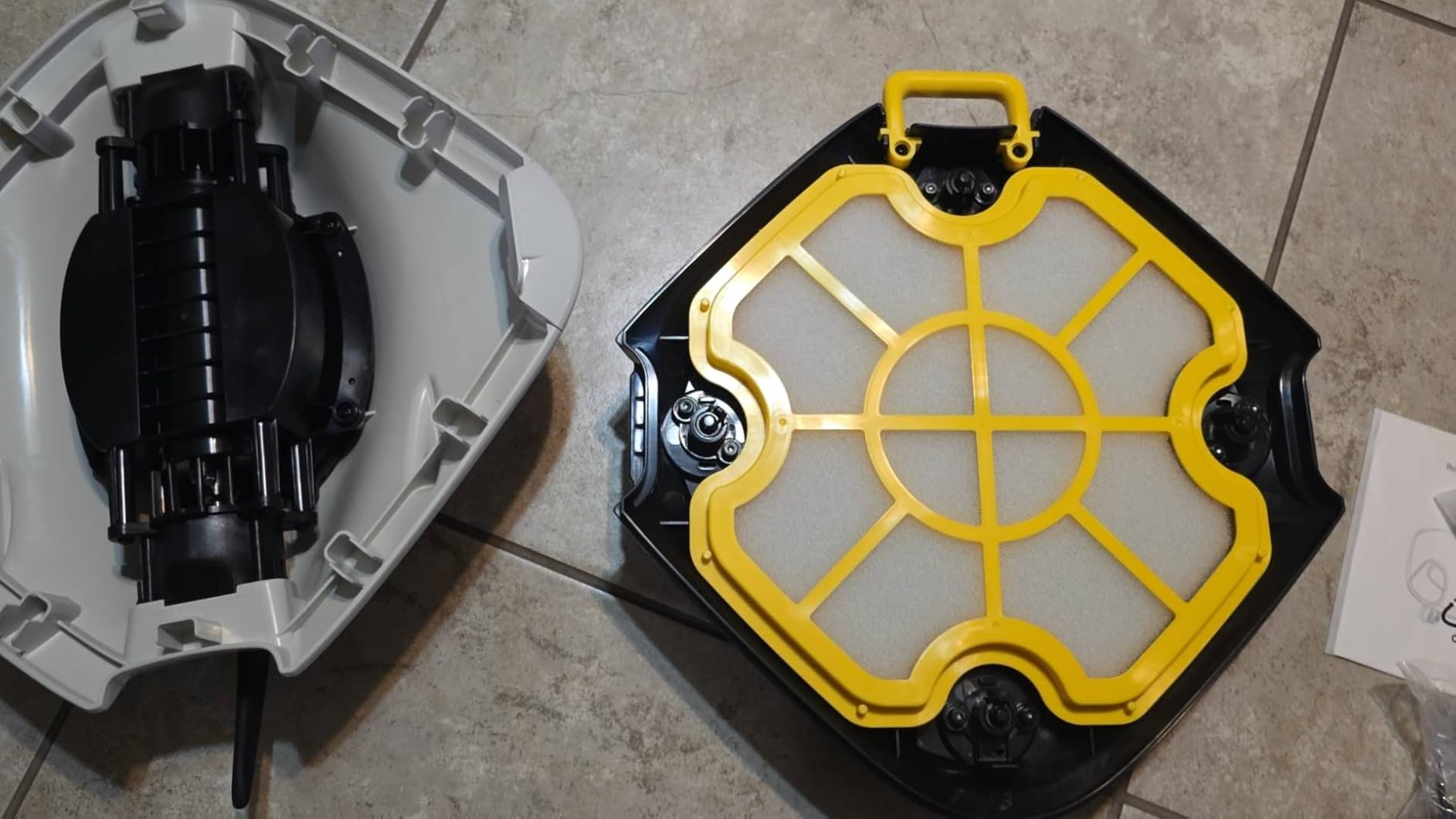 Cordless Robotic Pool Cleaner - Above Ground Pool Vacuum - 40W Strong Suction, Dual Cleaning System, Barrier Crossing, 120-Min Runtime Up to 1614 Sq for Above Ground Pools, Grayish White Customer Review Cordless Robotic Pool Cleaner - Above Ground Pool Vacuum - 40W Strong Suction, Dual Cleaning System, Barrier Crossing, 120-Min Runtime Up to 1614 Sq for Above Ground Pools, Grayish White - Customer Photo 1