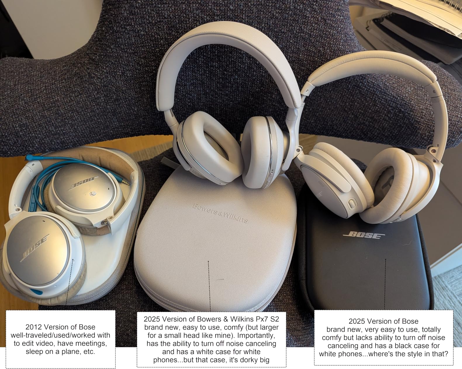 Bose QuietComfort Bluetooth Headphones, Wireless Headphones with Active Over Ear Noise Cancelling and Mic, + Green Extreme 20W 2-Port Wall Charger (Chilled Lilac) - Customer Photo 1