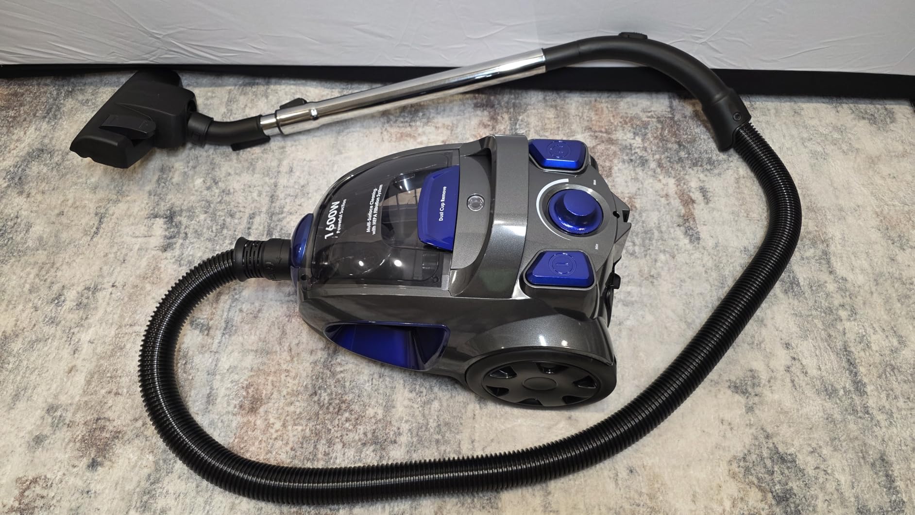 Canister Vacuum Cleaner, 32Kpa 1600W Cyclon Power Bagless Canister Vacuum Cleaners for Home, 3.7QT Large Dust Cup, Lightweight Vac for Hard Floors, Carpets, Pet Hair, Blue - Customer Photo 2