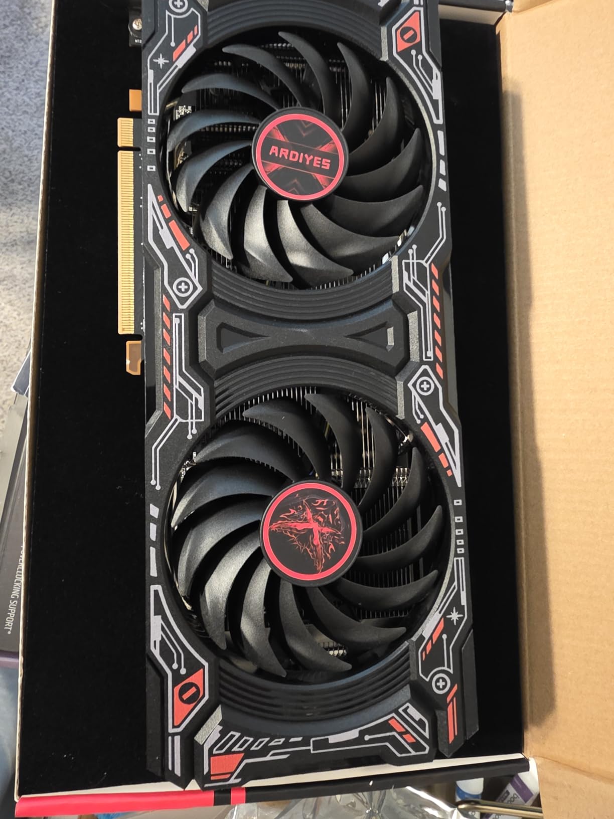 RX 5700 XT 8GB Graphics Card, GDDR6 256-Bit DirectX 12,3*DP and 1*HDMI Port PCIe4.0 2K Graphics Card for Gaming PC, Video Card for Office Tarjeta Gráfica with Dual Cooling Fans Customer Review RX 5700 XT 8GB Graphics Card, GDDR6 256-Bit DirectX 12,3*DP and 1*HDMI Port PCIe4.0 2K Graphics Card for Gaming PC, Video Card for Office Tarjeta Gráfica with Dual Cooling Fans - Customer Photo 1
