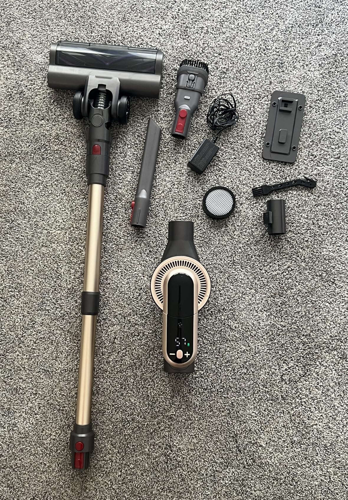 Cordless Vacuum Cleaner, 550W 45Kpa 65Mins Stick Vacuum, Self-Standing Vacuum Cleaners for Home with Wall Dock, LED Display, Anti-tangle Rechargeable Vacuum Cordless for Pet Hair/Carpet/Hard Floor Customer Review Cordless Vacuum Cleaner, 550W 45Kpa 65Mins Stick Vacuum, Self-Standing Vacuum Cleaners for Home with Wall Dock, LED Display, Anti-tangle Rechargeable Vacuum Cordless for Pet Hair/Carpet/Hard Floor - Customer Photo 1