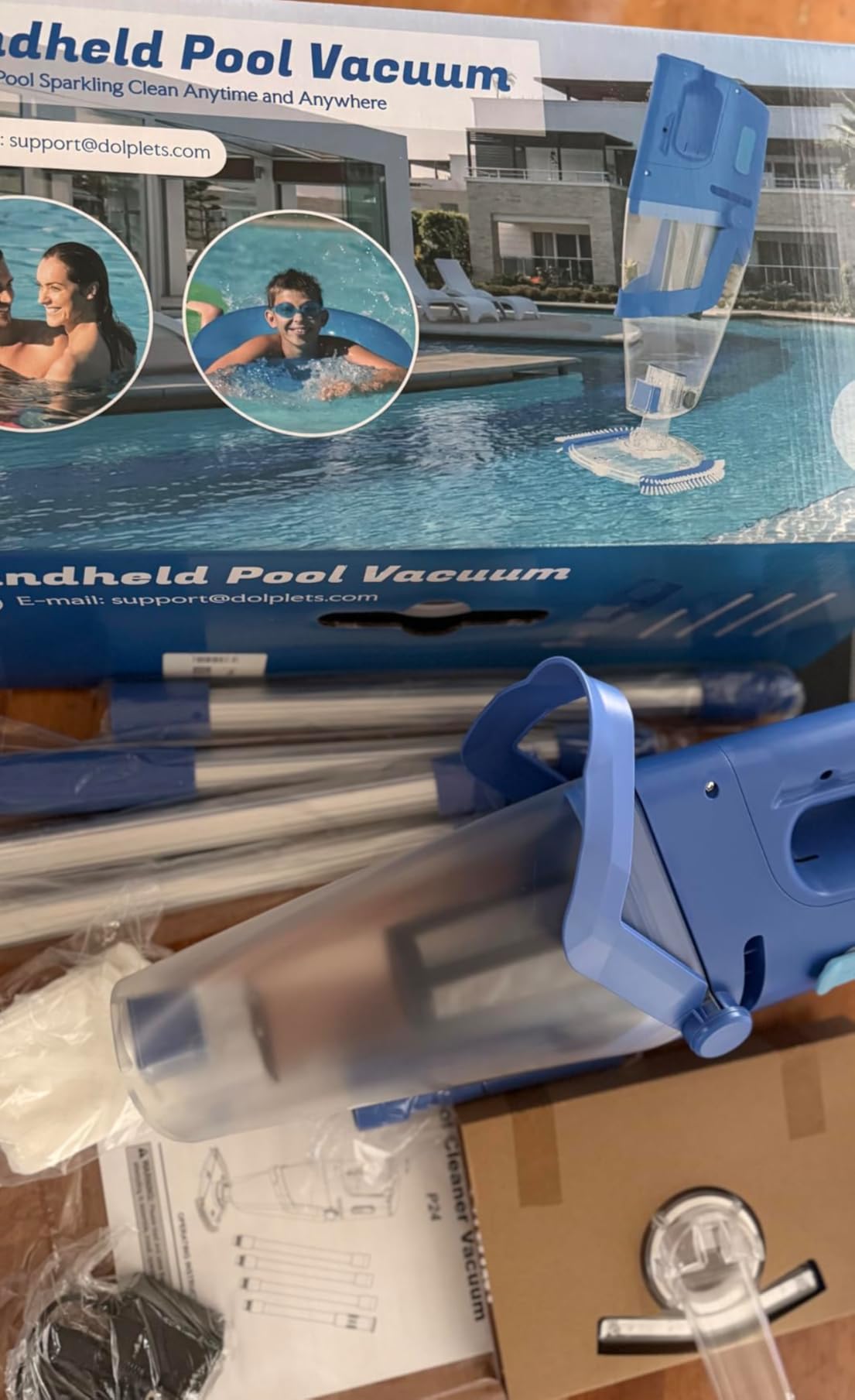 Cordless Handheld Pool Vacuum Cleaner with Telescopic Pole, 26.5 GPM Powerful Suction, Longer 1H Runtime, Portable Pool Vacuums for Above Ground/Inground Pools, Hot Tubs, Spas - Customer Photo 1