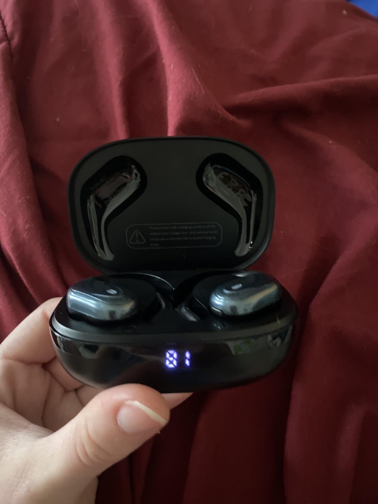 Wireless Earbuds, Sports Bluetooth Headphones, 80Hrs Playtime Ear Buds with LED Power Display, Noise Canceling Headset, IPX7 Waterproof Earphones for Workout/Running (Black) - Customer Photo 1