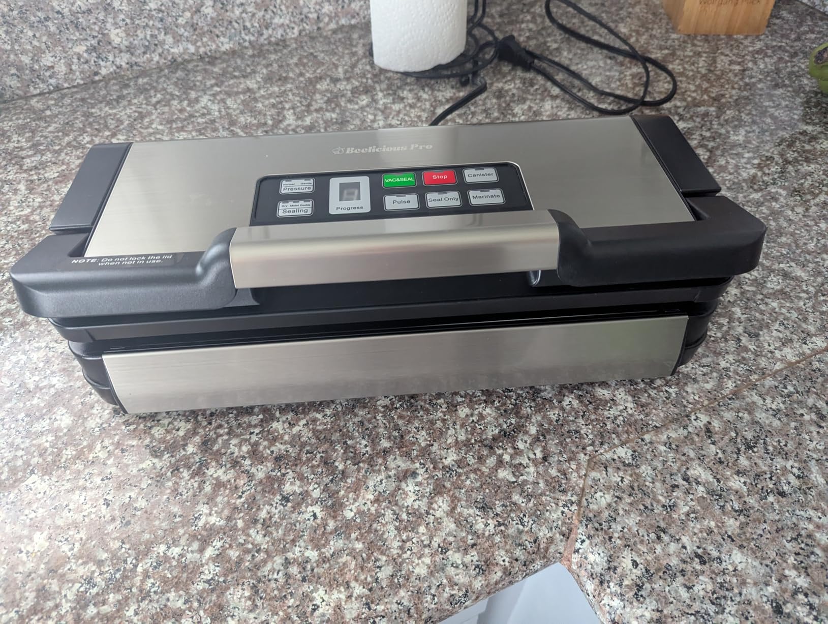 95kPa Vacuum Sealer Machine with AquaLock Technology, for Moist Seals, 2X Seal & 130W, Fully Automatic Food Sealer, Built-In Cutter, Bag Storage & Hose, Precision Sealing, 2 Bag Rolls,Stainless Steel Customer Review 95kPa Vacuum Sealer Machine with AquaLock Technology, for Moist Seals, 2X Seal & 130W, Fully Automatic Food Sealer, Built-In Cutter, Bag Storage & Hose, Precision Sealing, 2 Bag Rolls,Stainless Steel - Customer Photo 1