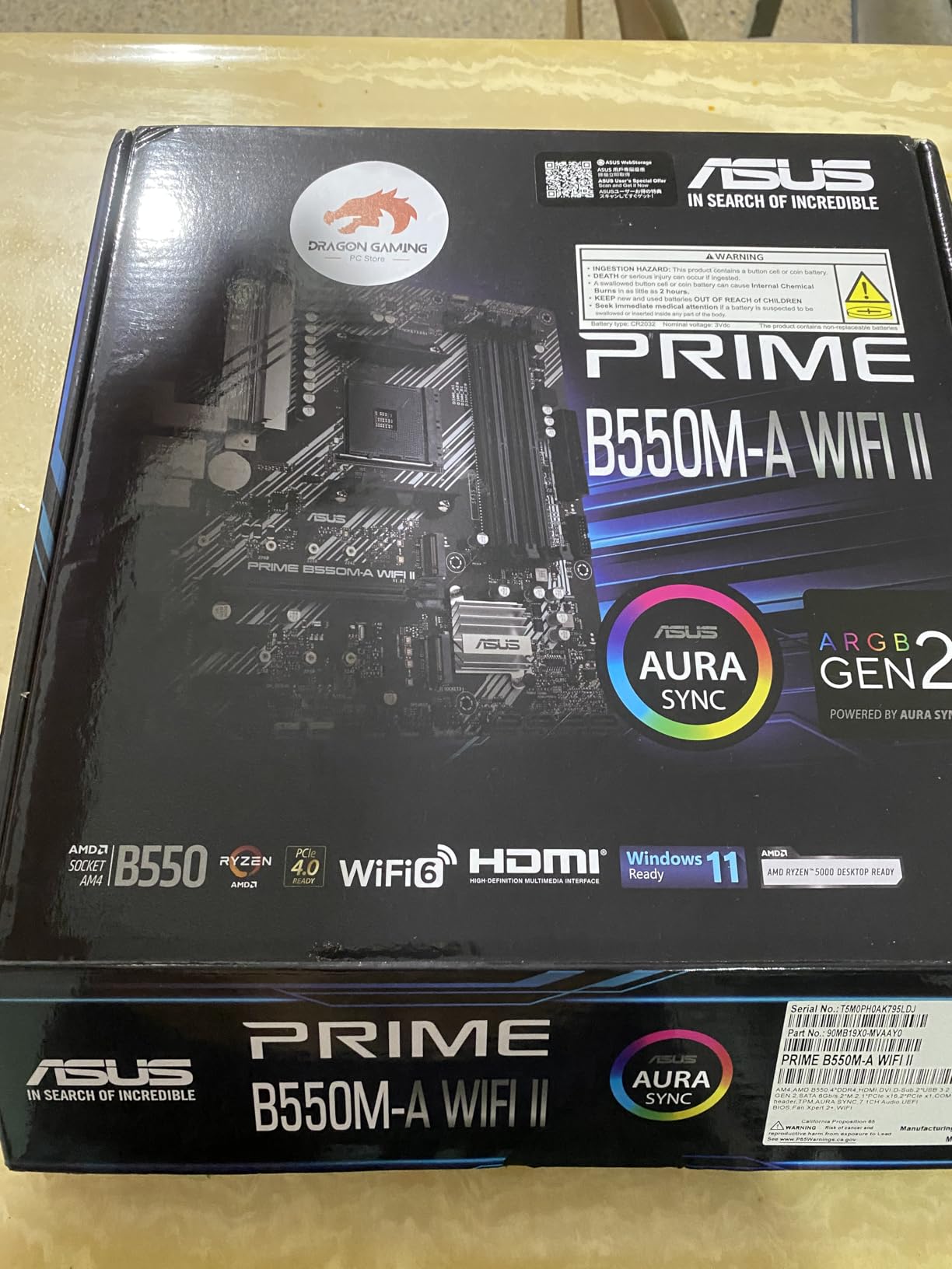 ASUS Prime B550M-A WiFi II AMD Micro ATX Motherboard with PCIe 4.0, WiFi 6, ECC Memory, HDMI 2.1, RGB Header Customer Review ASUS Prime B550M-A WiFi II AMD Micro ATX Motherboard with PCIe 4.0, WiFi 6, ECC Memory, HDMI 2.1, RGB Header - Customer Photo 2