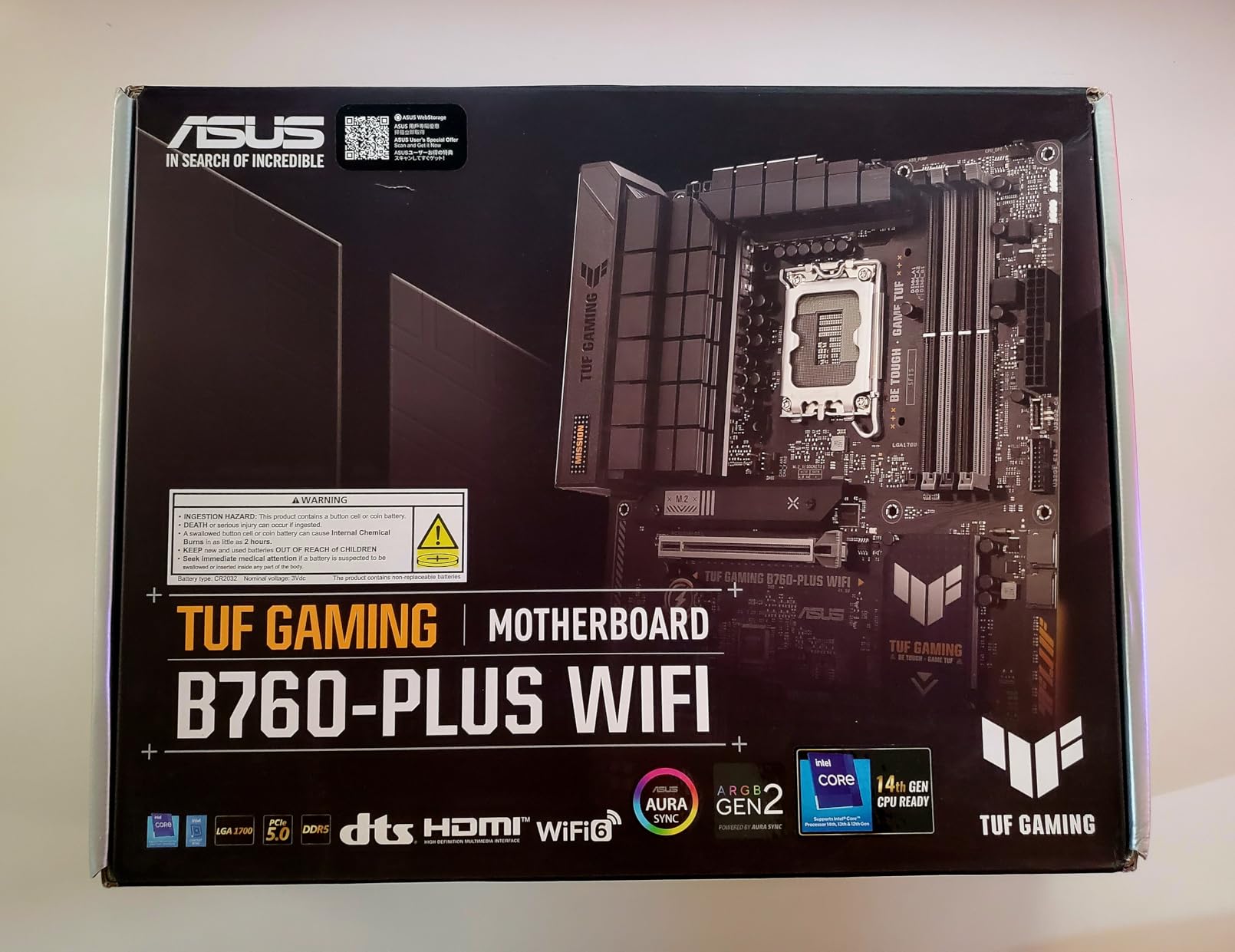 TUF GAMING B760-PLUS WIFI Intel B760 LGA 1700 ATX motherboard, Ready for 14th, 13th & 12th Gen Intel® Core CPU, 12+1+1 Stages, PCIe 5.0, 3x M.2, DDR5, 2.5G, USB 3.2 Type-C®, Thunderbolt 4™, USB4® Customer Review TUF GAMING B760-PLUS WIFI Intel B760 LGA 1700 ATX motherboard, Ready for 14th, 13th & 12th Gen Intel® Core CPU, 12+1+1 Stages, PCIe 5.0, 3x M.2, DDR5, 2.5G, USB 3.2 Type-C®, Thunderbolt 4™, USB4® - Customer Photo 1