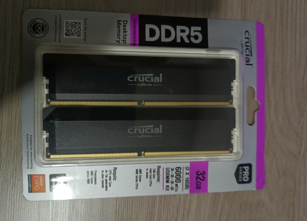 Crucial Pro DDR5 RAM 64GB Kit (2x32GB) 6000MHz CL40 Overclocking Desktop Memory customer photo 1