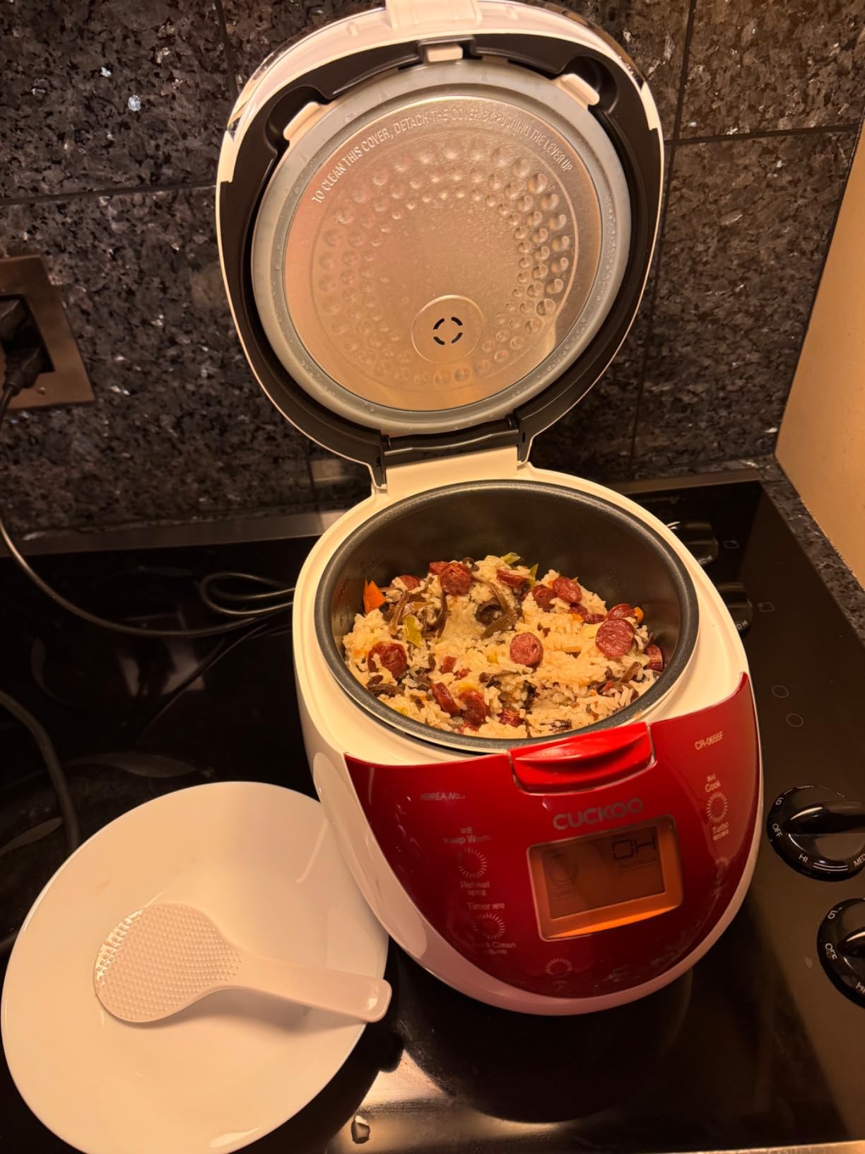 CUCKOO Micom Rice Cooker 6 Cup Uncooked / 12 Cup Cooked, Fuzzy Logic Rice Maker with Delay Timer & Keep Warm Setting, Versatile Food Steamer for Cooking, Non-Stick Inner Pot, Red (CR-0655F) customer photo 1